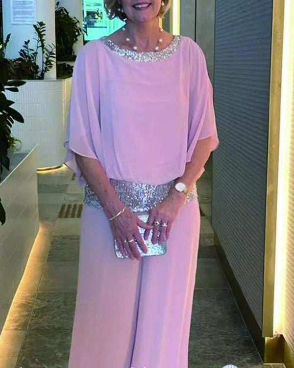 ✨ Paillettenbesetztes Farbblock Elegantes Zweiteiler - Set ✨ - Livezo