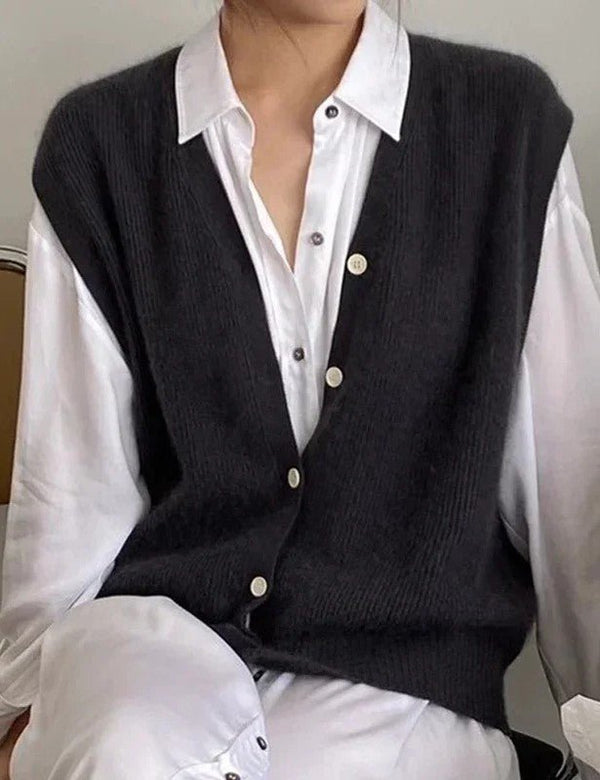 Pauline - Lässige Strickweste mit Knopfleiste - Livezo