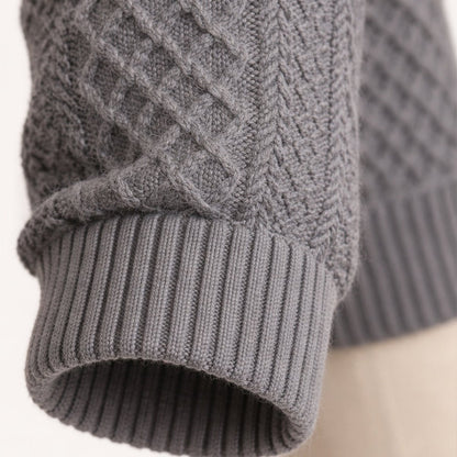 Relaxed Cable-Knit Button-Front Cardigan - Harren Cole