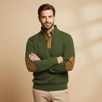 Relaxed Cable-Knit Button-Front Cardigan - Harren Cole