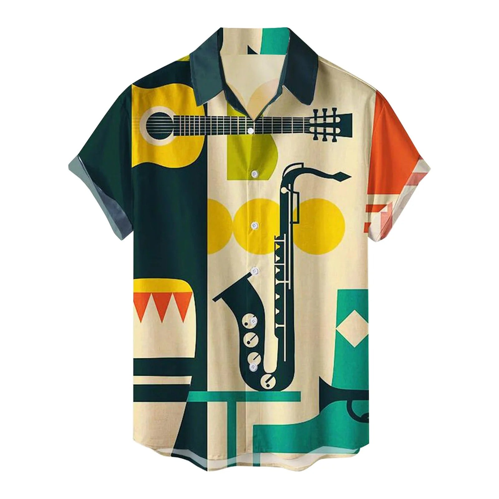 Retro Cat Motif Short Sleeve Shirt - Harren Cole