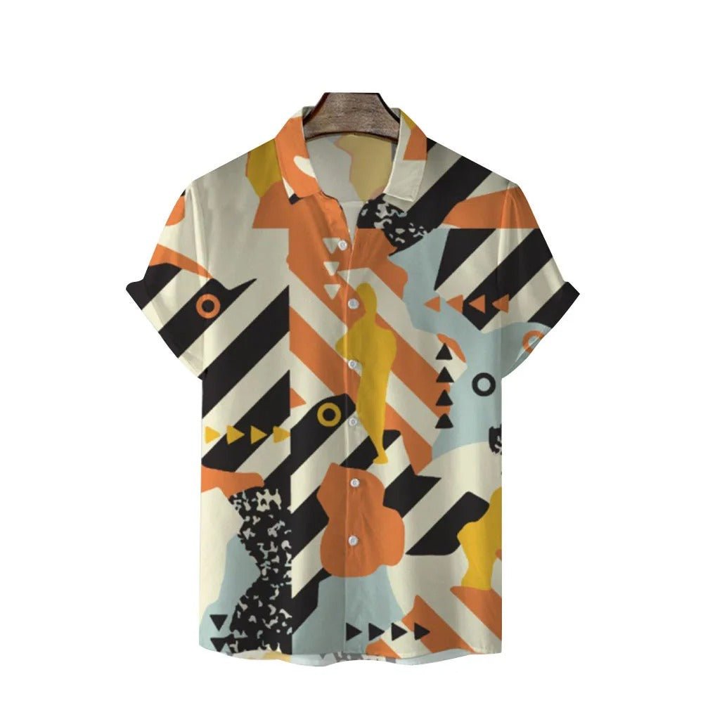 Retro Cat Motif Short Sleeve Shirt - Harren Cole