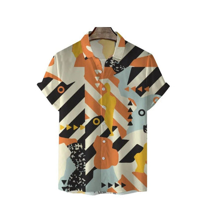 Retro Cat Motif Short Sleeve Shirt - Harren Cole