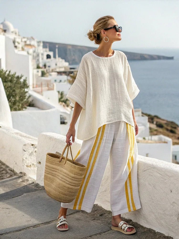 Retro - Zweiteiler mit Oversize - Oberteil und Ringelhose - Livezo