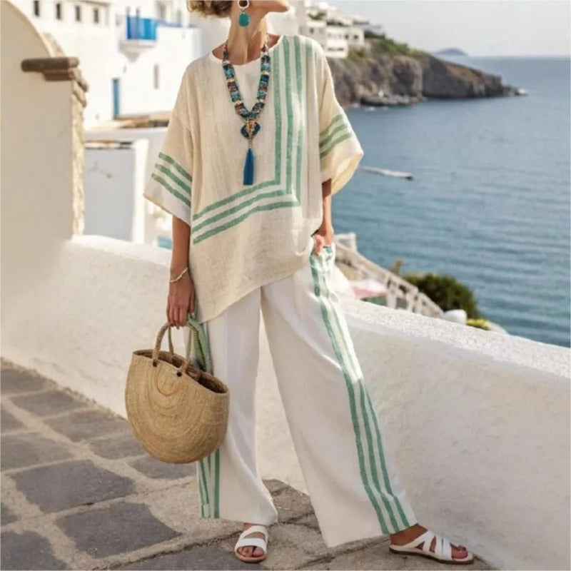 Retro - Zweiteiler mit Oversize - Oberteil und Ringelhose - Livezo