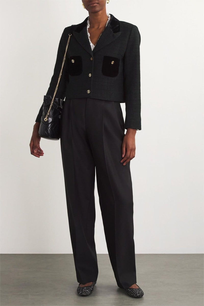 Samtblazer mit Metallknopf - Details - Livezo