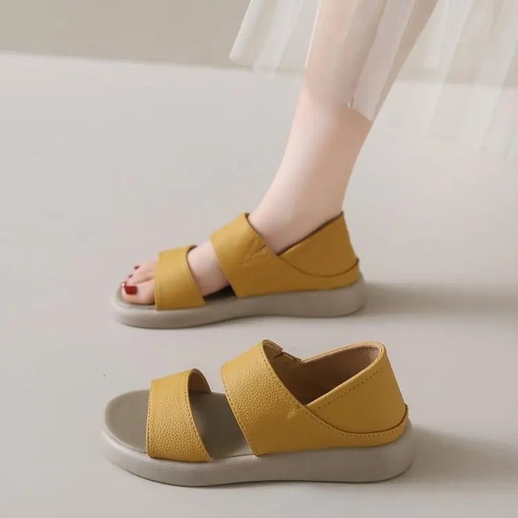 Sandalen aus echtem Leder mit dicker Sohle zum Hineinschlüpfen für jeden Tag - Livezo