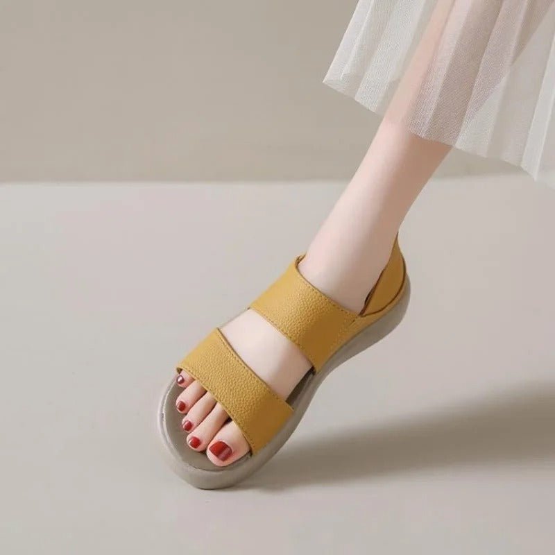 Sandalen aus echtem Leder mit dicker Sohle zum Hineinschlüpfen für jeden Tag - Livezo