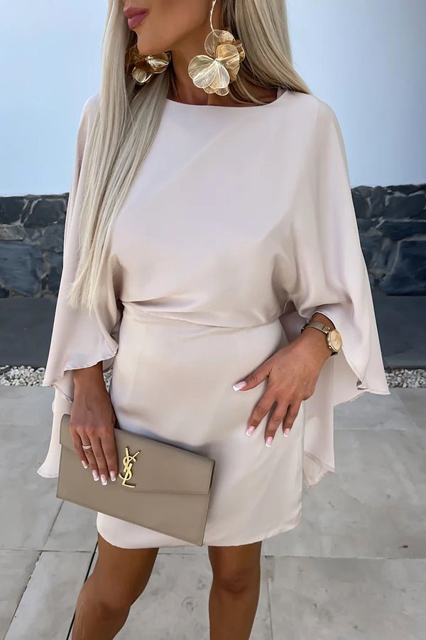 Satin - Minikleid mit Schmetterlingsärmeln und elastischem Taillenbund - Livezo