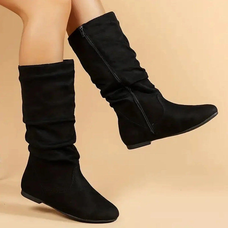 Schicke flache Stiefel mit hohem Schaft - Livezo