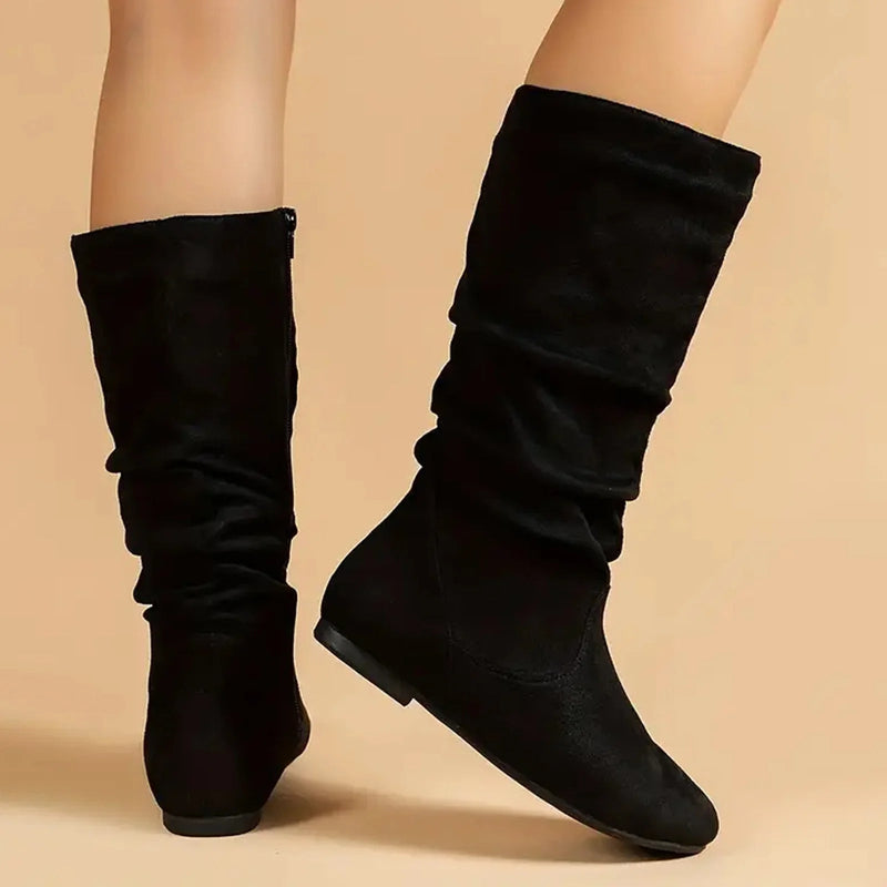 Schicke flache Stiefel mit hohem Schaft - Livezo
