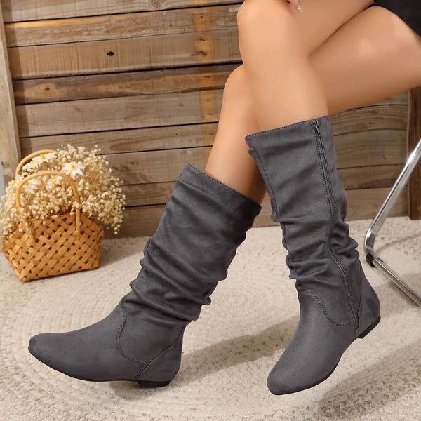 Schicke flache Stiefel mit hohem Schaft - Livezo