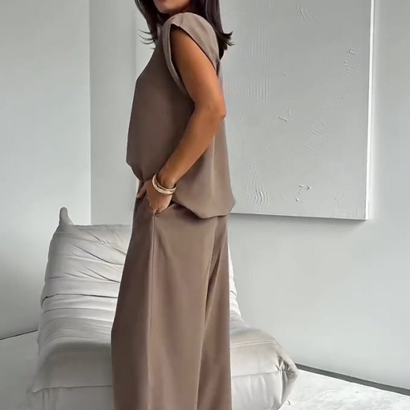 Schickes zweiteiliges T-Shirt - und Weite - Hosen - Set - Livezo