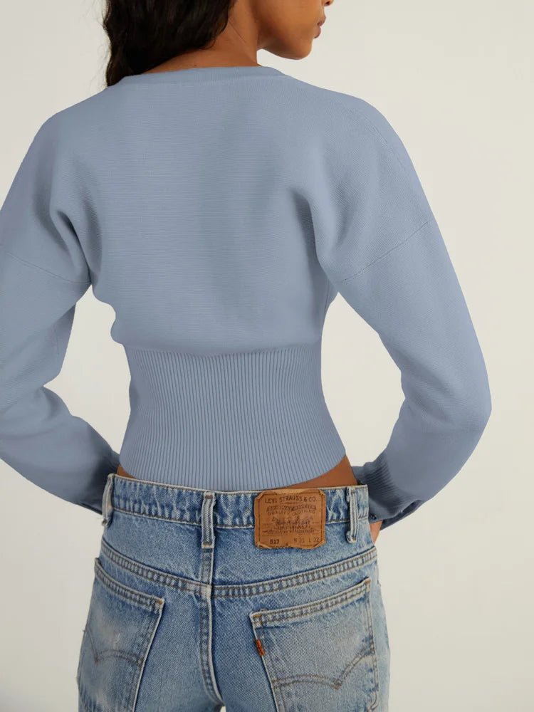 Schmal geschnittener gerippter Strick - Cardigan mit Patchwork - Livezo