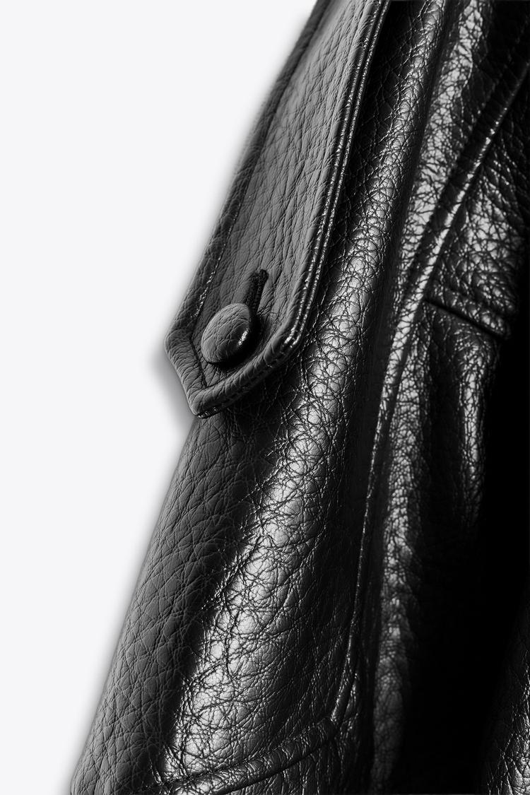 Schwarze Jacke aus Kunstleder - Livezo