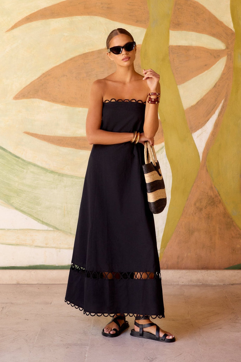 Schwarzes Ärmelloses Gina Kleid - Livezo