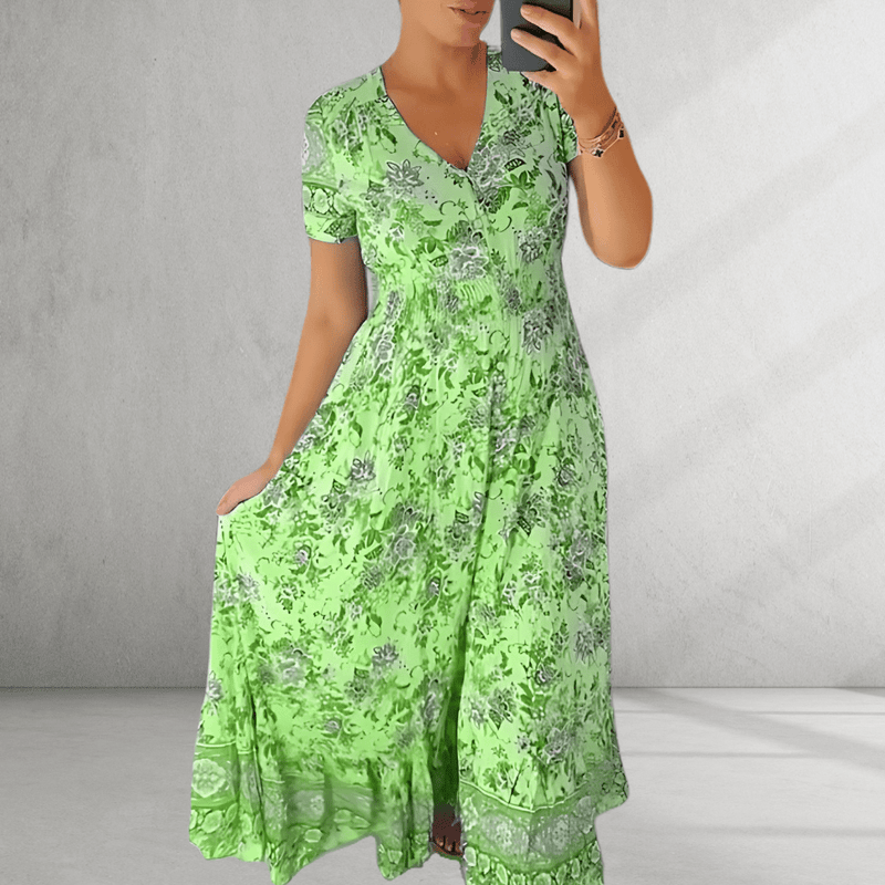 Sienna | Elegant V - Neck Print Dress - Dein perfektes Kleid für jeden Tag! - Livezo