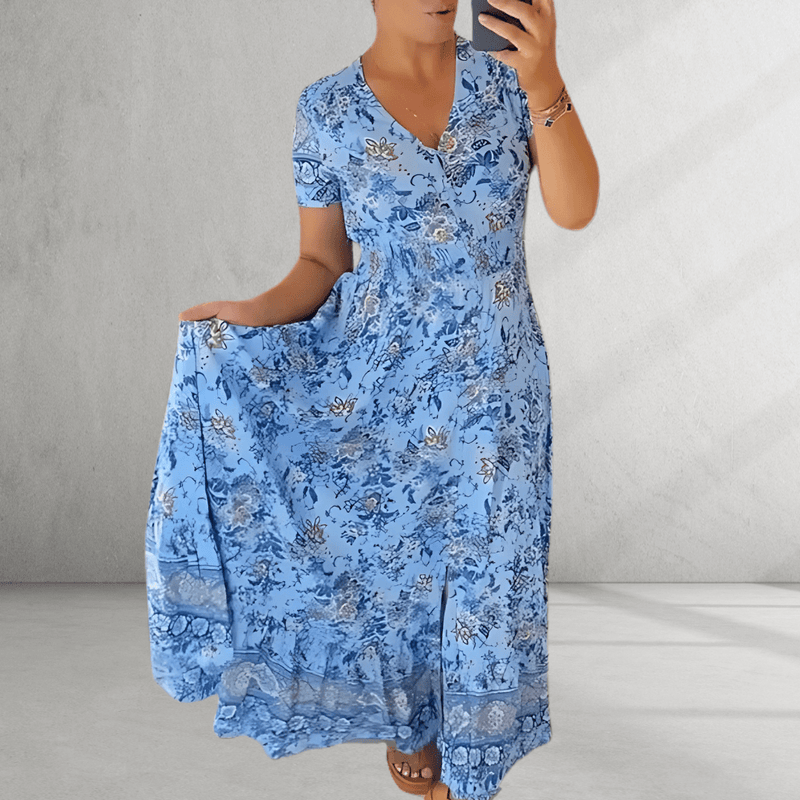 Sienna | Elegant V - Neck Print Dress - Dein perfektes Kleid für jeden Tag! - Livezo