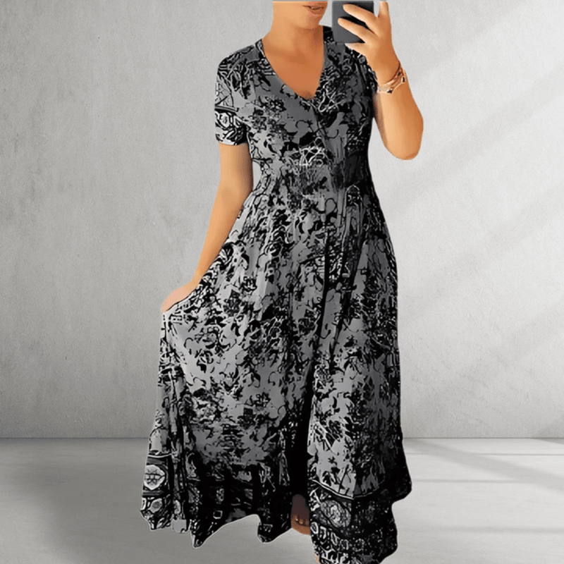 Sienna | Elegant V - Neck Print Dress - Dein perfektes Kleid für jeden Tag! - Livezo