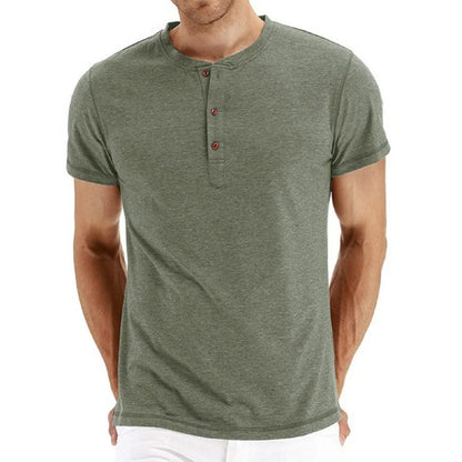 Slim Fit Cotton Henley T-Shirt - Harren Cole