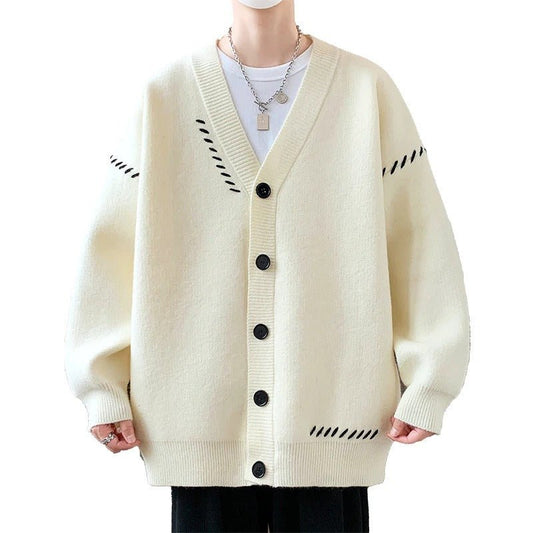 Soft Cardigan with Decorative Stitching - Harren Cole
