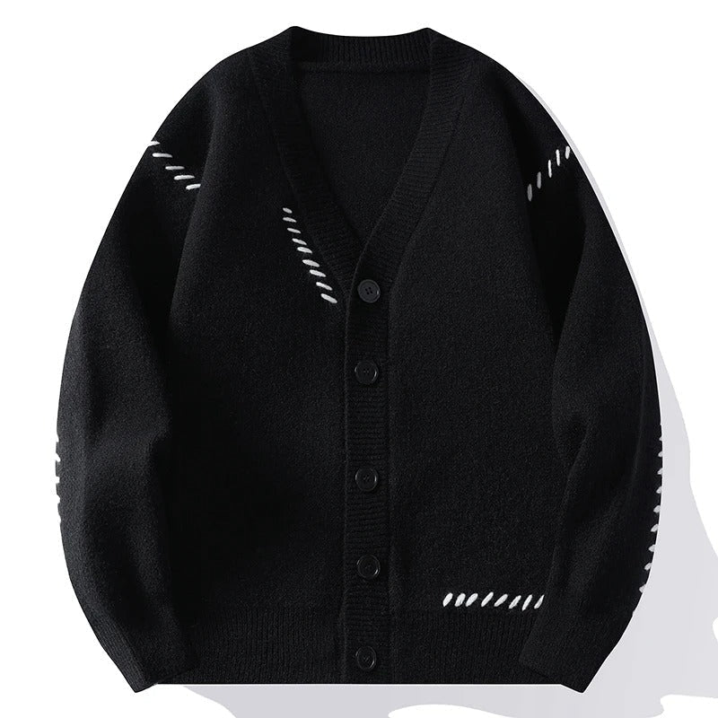 Soft Cardigan with Decorative Stitching - Harren Cole