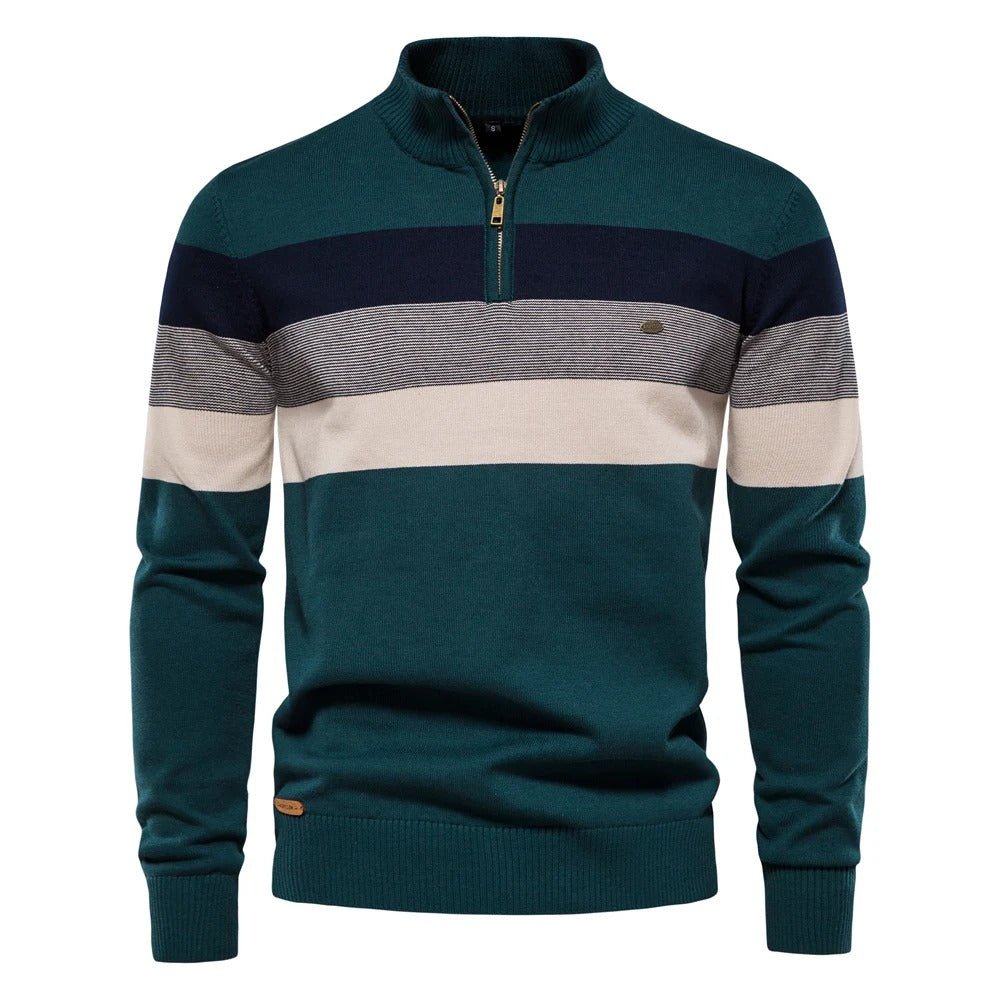 Striped Zipper Sweater for Men - Harren Cole