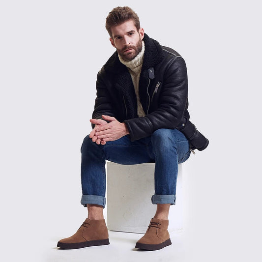 Suede Desert Boots with Crepe Sole for Men - Harren Cole