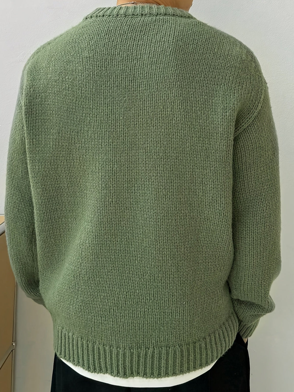 Textured Knit Oversized Crewneck Sweater - Harren Cole