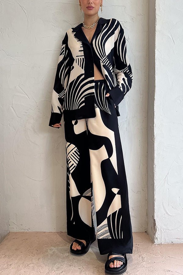 Weekend Escape bedruckte drapierte Bluse mit kontrastierender Einfassung - Livezo