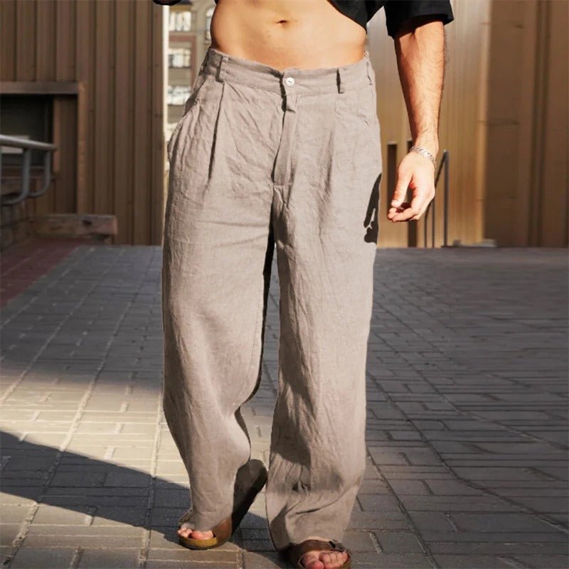 Wide Linen Blend Summer Pants - Harren Cole
