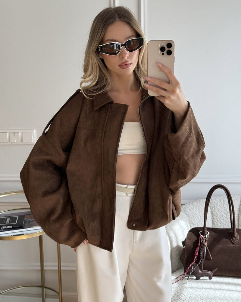 Wildleder - Bomberjacke für Damen - Livezo