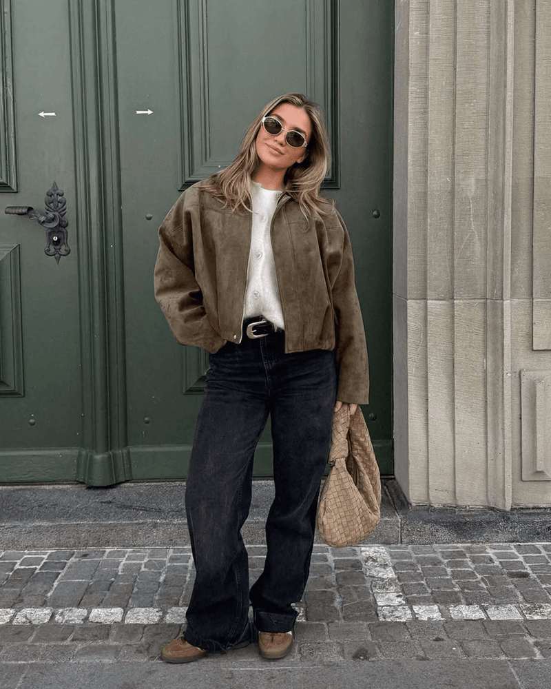 Wildleder - Bomberjacke für Damen - Livezo