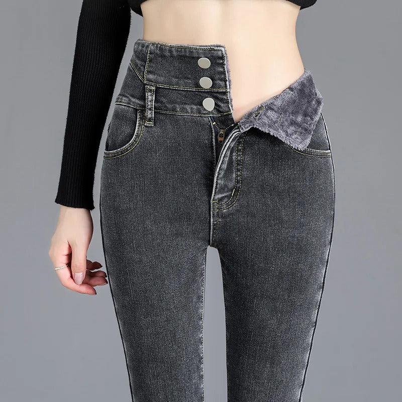 Wilma – Stylische High - Waist - Jeans mit Fleecefutter - Livezo