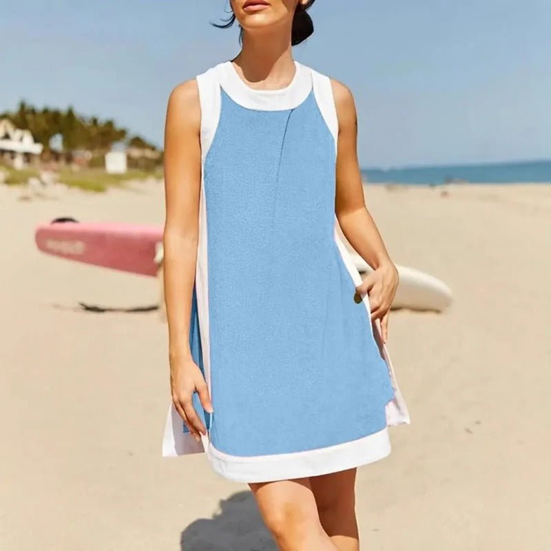 Zweiteiliges Colorblock Lounge - Set mit ärmelligem Top und Shorts - Livezo