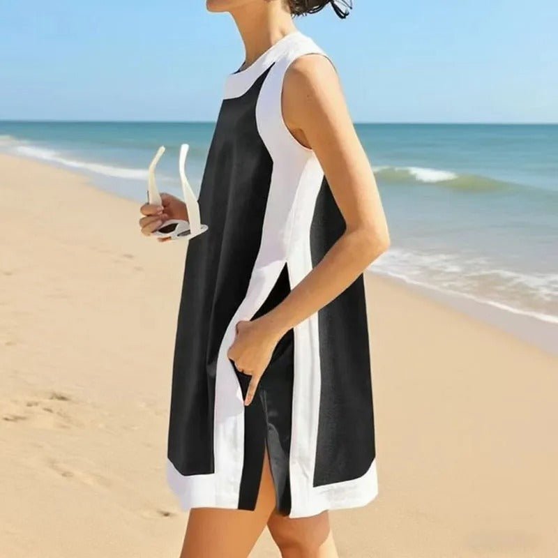 Zweiteiliges Colorblock Lounge - Set mit ärmelligem Top und Shorts - Livezo