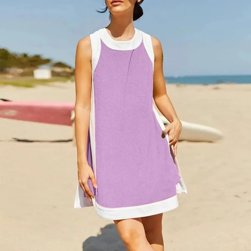 Zweiteiliges Colorblock Lounge - Set mit ärmelligem Top und Shorts - Livezo